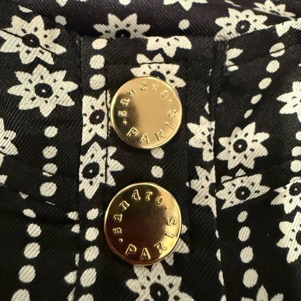 Sandro Paris Silk Printed Ruffled Blouse Size 0 US2 - Picture 5 of 8